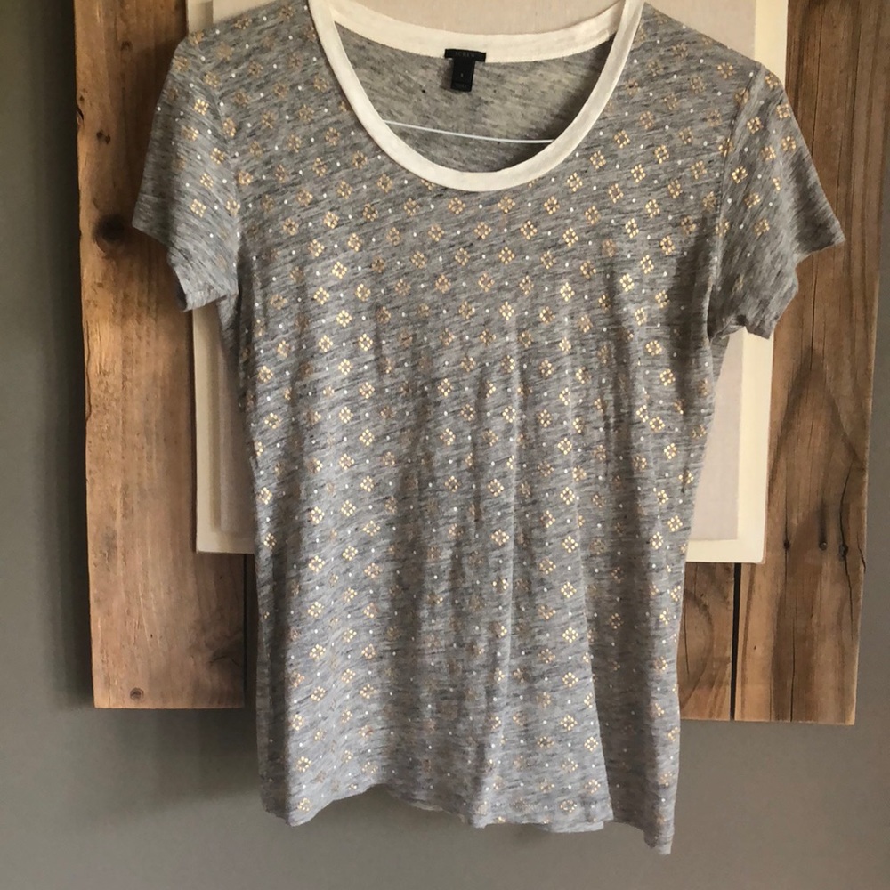 J. Crew T-shirt with gold and cream design - S